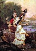 Raja Ravi Varma Goddess Saraswathi oil painting reproduction